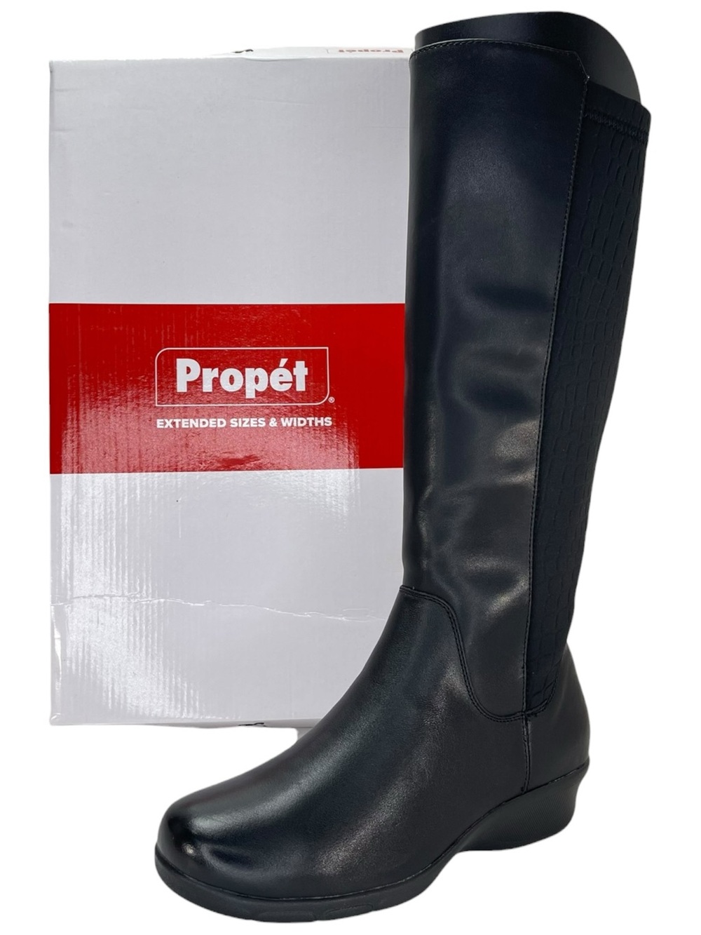 Propet West Black Faux Leather Knee High Womens Boots Size 9W